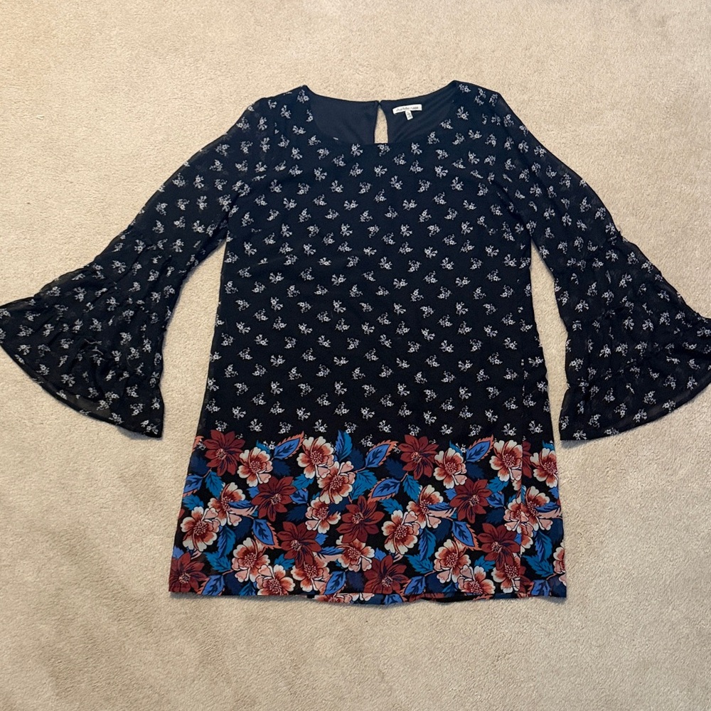 Charlotte Russe Black Dress with White Floral Patterns